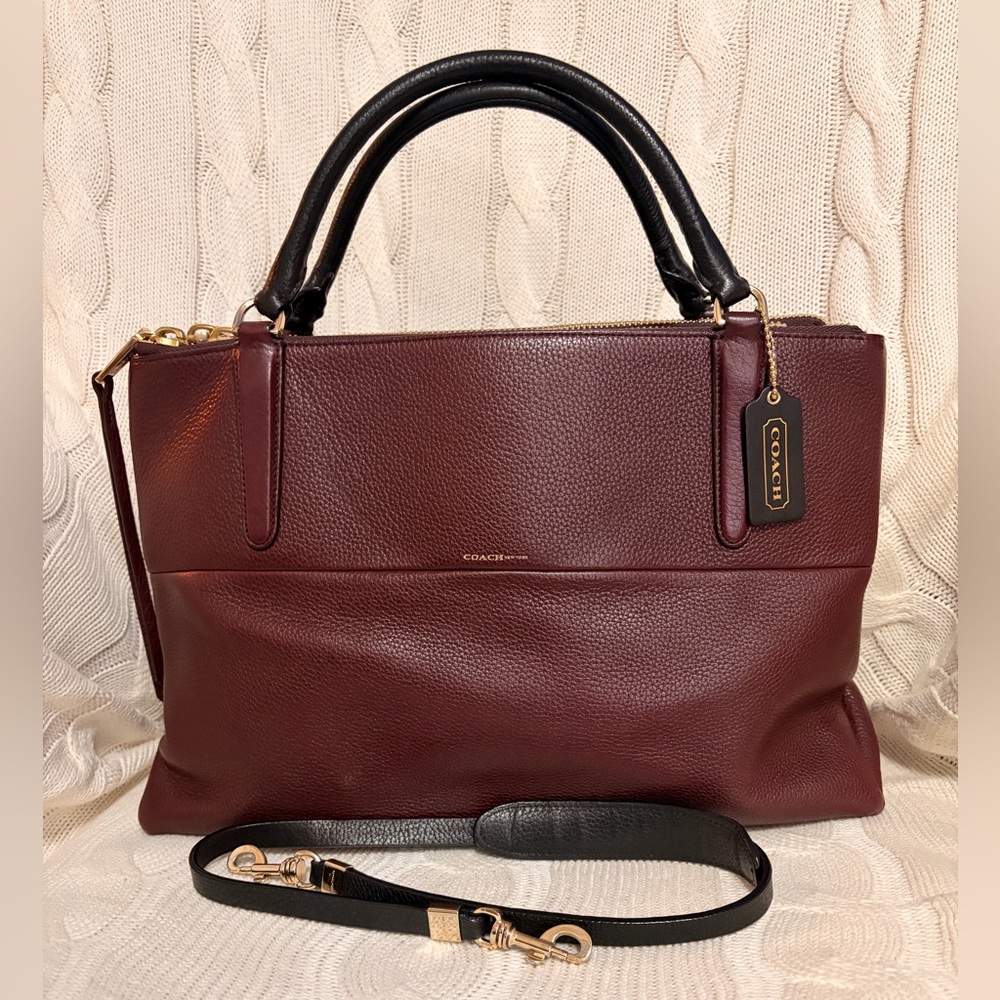 Coach Borough Deep Burgundy/Oxblood Pebbled Leather Bag 28160